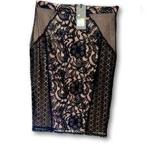 Size Medium Mossimo lace detail pencil skirt. Black lace with cream slip. NWT.